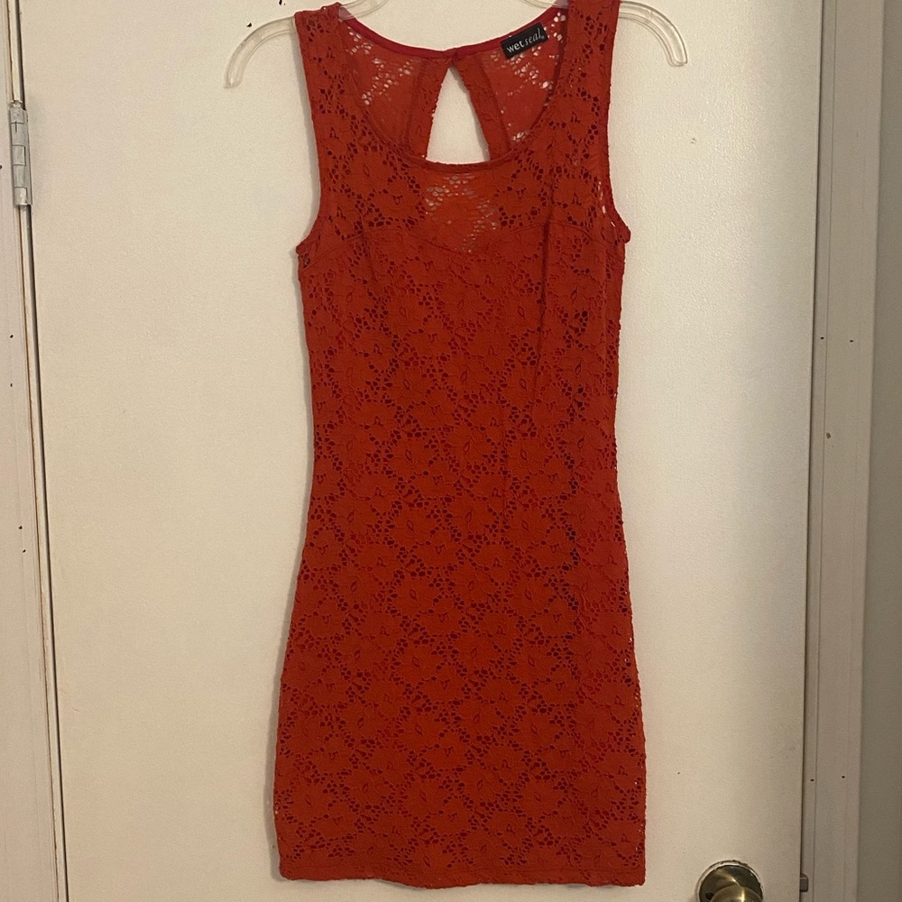 Red lace dress